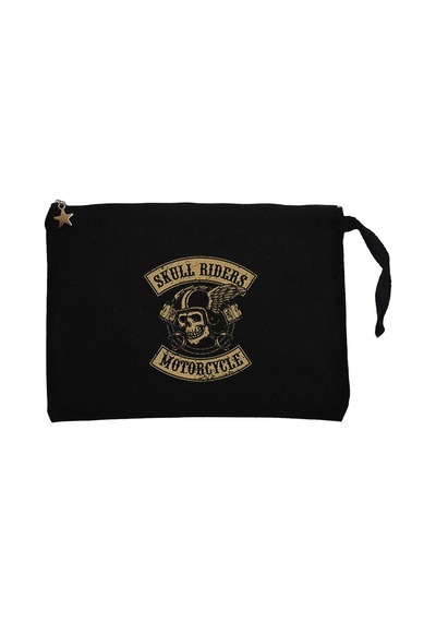 Moto Skull Riders Motorcycle Siyah Clutch Cüzdan / El Çantası Siyah