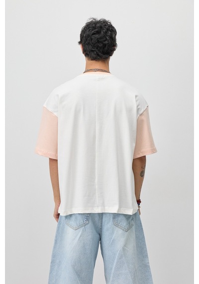 Vamos Oversize Baskılı Tişört V70-208 Somon