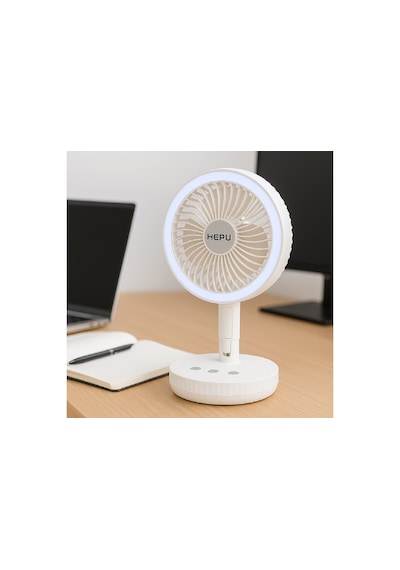 Hepu Hp-f888 Şarjlı Katlanabilir Masaüstü Fan 4000mah Led Işıklı