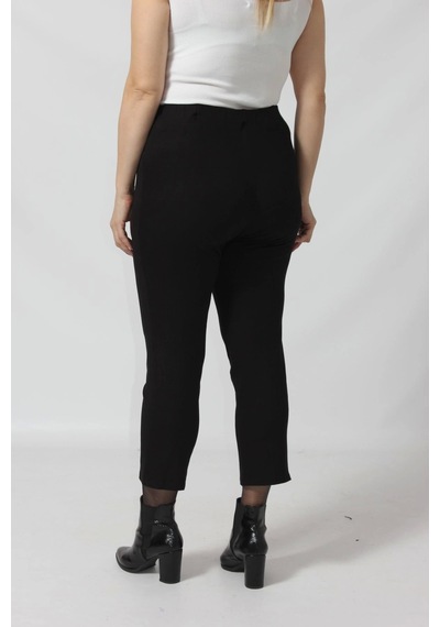 Moda Berray R003 Beli Lastikli Kumaş Büyük Beden Pantolon Siyah