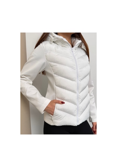 Asur Boutique Asur Butik Kadın Kapşonlu Micro Dolumlu Zr Model Mont Beyaz