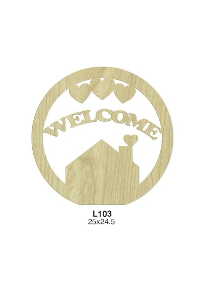 Ahşap Welcome Yazılı Kapı Duvar Süsü L103