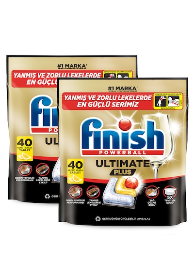 Finish Ultimate Plus Bulaşık Makinesi Deterjanı Kapsül Tablet Limon 80 Adet  (40 x 2)