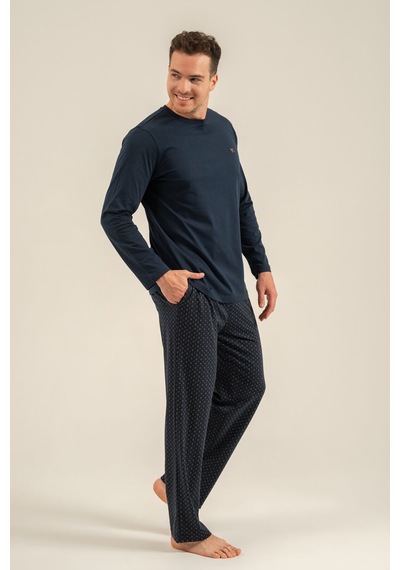 Arnetta Erkek Lacivert Nakışlı Uzun Kol Pijama Takım Ar3847-s-v1 Ar3847-s-v1