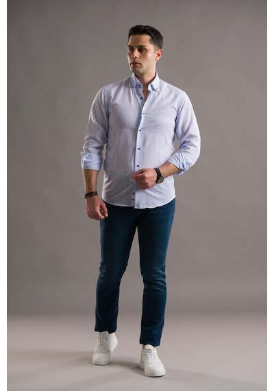 Evrytime Slimfit Bitik Kare Yaka Düğmeli Uzun Kol Erkek Yazlık Gömlek 001