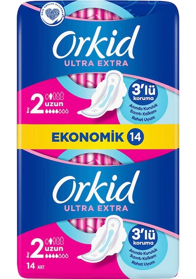 Orkid Ultra Extra Hijyenik Ped Uzun Ekonomik Paket 14'lü