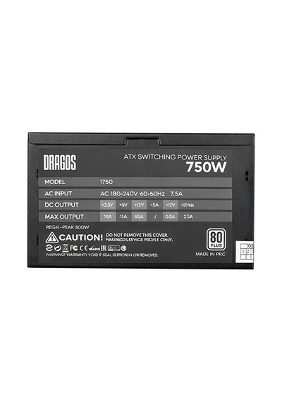 Dragos Powermax 750w 80+ Plus 12cm Fanlı Siyah Güç Kaynağı Psu