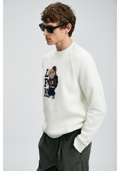 Lufian Storm Erkek Sweatshirt Kırık Beyaz Kırık Beyaz 112030172100510 Beyaz