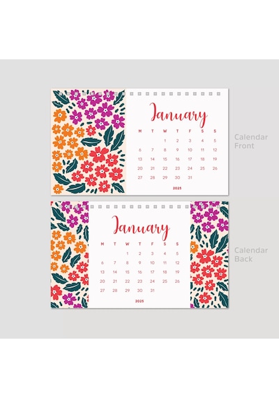 Çiçek Galerisi 2026 Masa Takvimi, Rengarenk Çiçekli Takvim, 2026 Desk Calendar, Flowers Calendar 202 Siyah