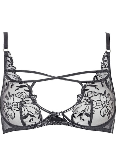 Agent Provocateur Ozella Dantelli Plunge Destekli Sütyen, Şeffaf Ve Parlak Wetlook Tasarım Siyah