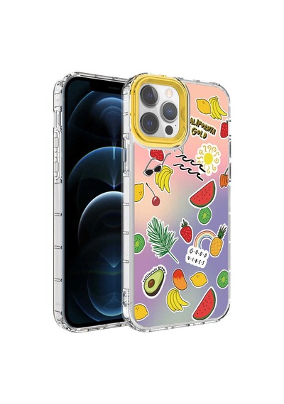Apple iPhone Uyumlu 12 Pro Max Kamera Korumalı Renkli Desenli Sert Silikon Dsb Korn Kılıf no4