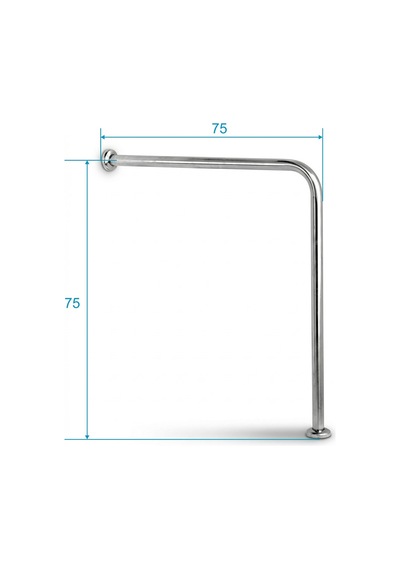 Aqua Bagno Basic Engelli Tutunma Barı 75x75 Cm Paslanmaz Çelik Zemin Destekli Banyo Barı Krom