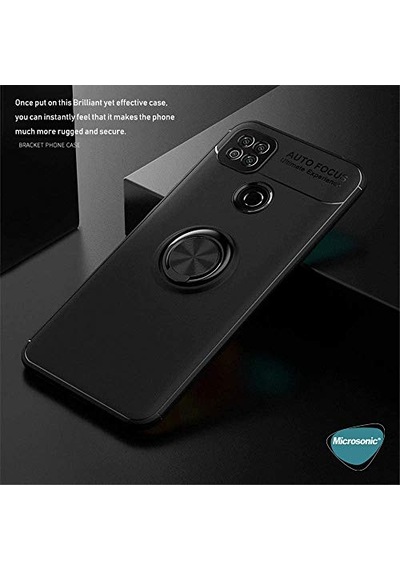 Ayrex Xiaomi Redmi 10a İçin Kılıf Kickstand Ring Holder Siyah Redmi 10a İle Uyumlu Kılıf - Siyah Diğer