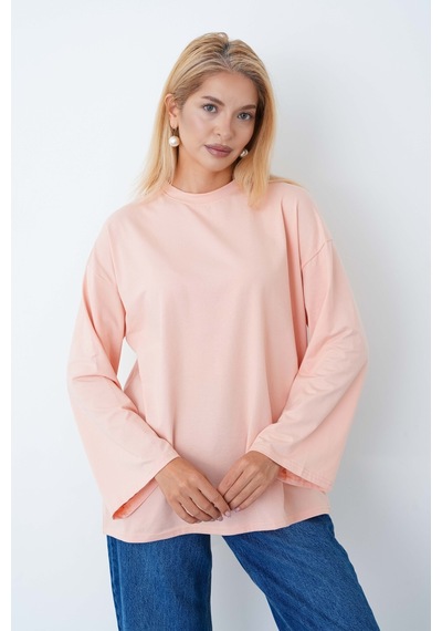 Herkesemoda Kadın Tesettüre Uygun Geniş Kollu Body Somon