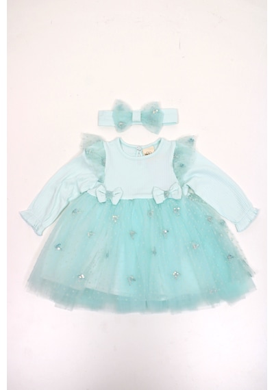 Serkon Fitilli Tüllü Bebek Elbise 0558 Mint