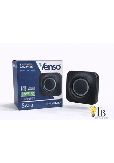 Venso 5w Led Basamak Armatürü Siyah Kasa 6500 K Beyaz Işık Beyaz