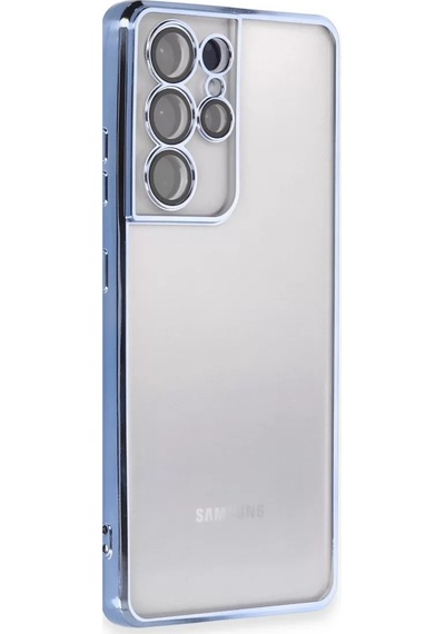 Newface Samsung Galaxy S21 Ultra Kılıf Razer Lensli Silikon - Açık Mavi