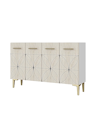 Ka1234btg Eliz Konsol Ve Tv Sehpası Beyaz-traverten-gold 120cm