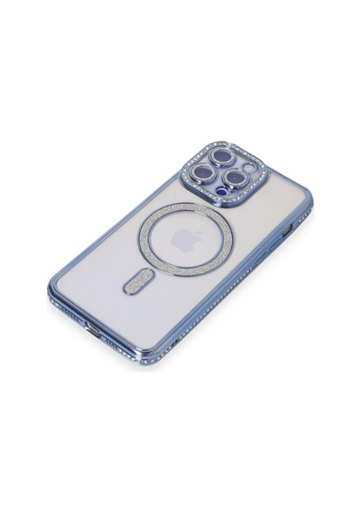 Apple iPhone  Uyumlu  15 Pro Max Kılıf Joke Simli Magneticsafe Kılıf - Mavi