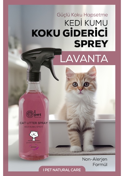 Kedi Kumu Kokusu Spreyi, Lavanta 500 Ml Koku Hapseden Doğal Ferahlık Spreyi