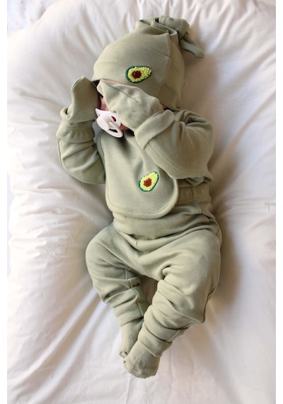 Oh Lala Koala Avokado Nakışlı 5li Uzun Kollu Yenidoğan Set Haki