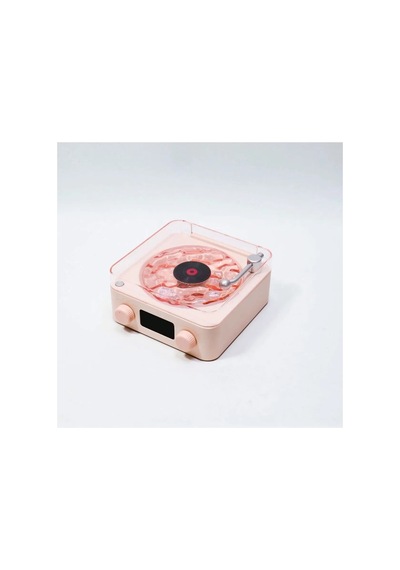 Waves Nostalji Plak Görünümlü Bluetooth Hoparlör 3d Ses Dalgası Retro Müzik Plak Pembe Çok Renkli