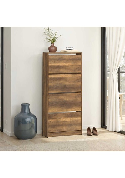 Flat Duo 4 Katlı Geniş Ayakkabılık-koyu Ceviz Oslo Ceviz 73x157x26 Cm Gxyxd Ceviz