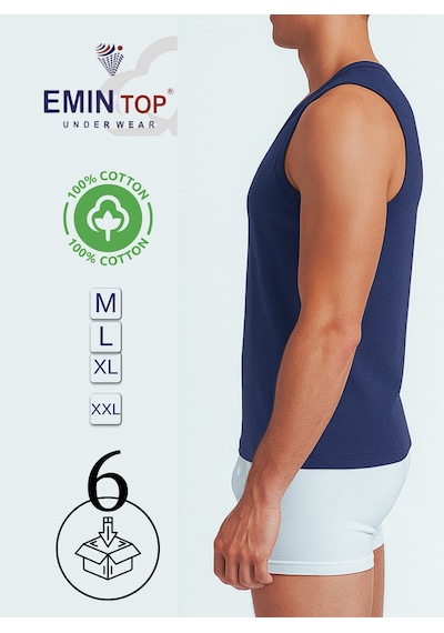 Mercan 6'lı Erkek İndigo Penye Atlet
