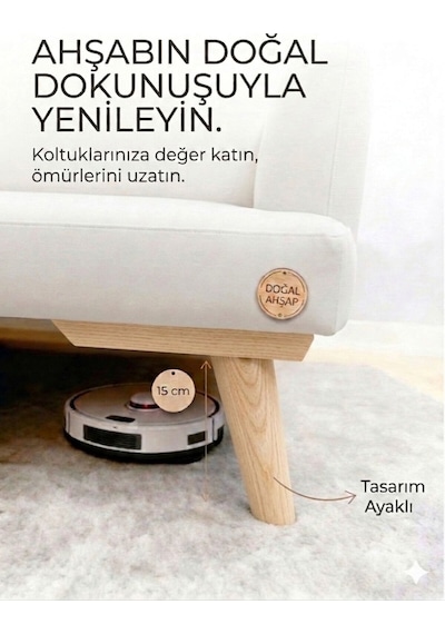 1. Sınıf Gürgen Ağacı Ham Mobilya Kanepe Koltuk Tv Ünitesi Mobilya Ayakları 12 Li Set Köşe Ayak Ve Destek Ayağı 15 Cm Robot Süpürge Uyumlu Ahşap