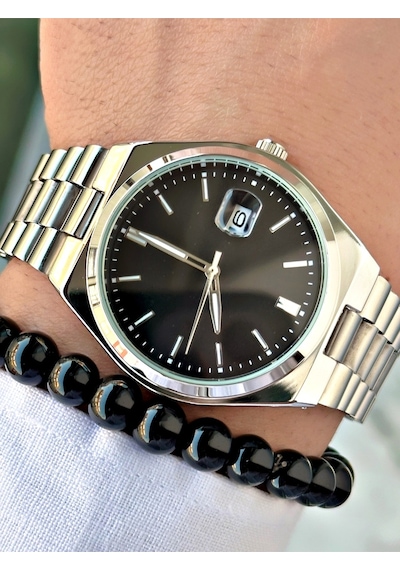 Premium Seri Özel Tasarım Lüks Seri Metal Kordon Classic Erkek Kol Saati-bileklik Hediyeli Beyaz