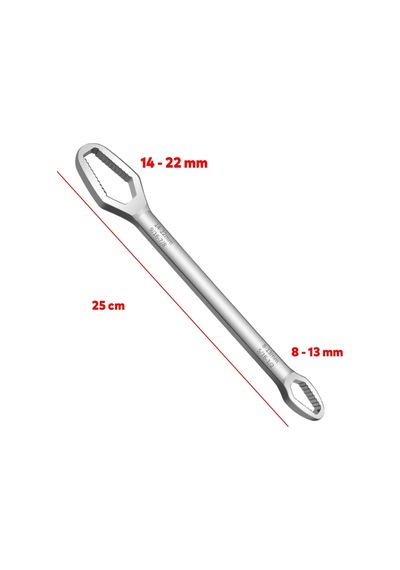 Pratik Çift Ağızlı Kendinden Sıkma Çok Amaçlı Anahtar Çelik Anahtarı Krom 8-13/14-22 Mm