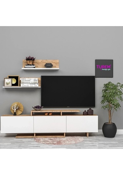 Kar Beyaz Üst Raflı Tv Ünitesi Mdf Antrasit Kar Beyaz Üst Raflı Tv Ünitesi Mdf Antrasit