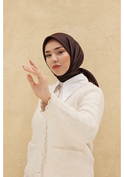 Silk Home Düz Shiny Eşarp - Acı Kahve - Acı Kahve