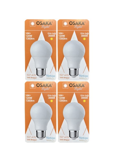 4 Adet Osaka 18w 120w Sarı Işık 3000k E27 Duylu Kalın Duy Led Ampul