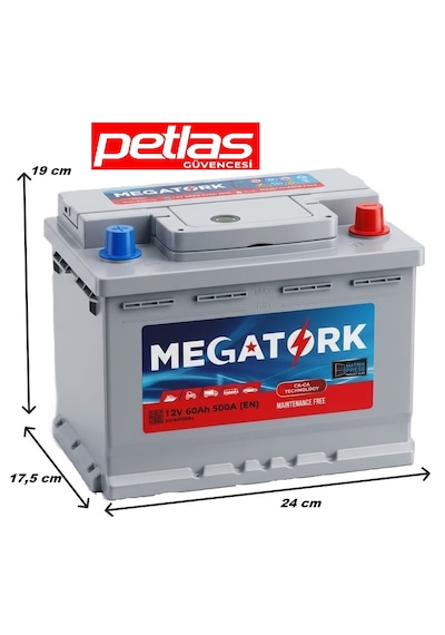 Megatork 12v 60ah 500a Standart Akü