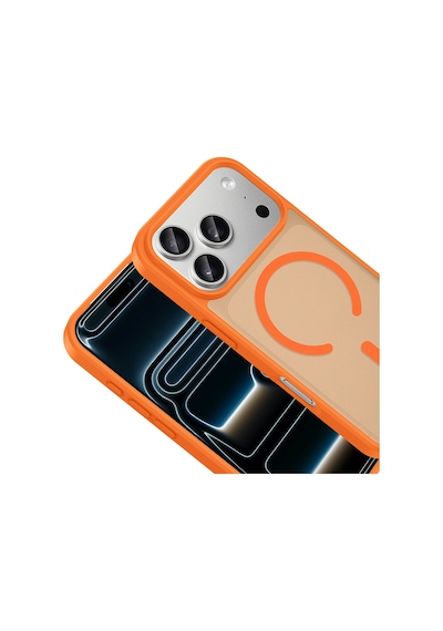 İphone 18 Pro Max Kılıf M-safe Şarj Özellikli Zore Babet Kapak - Turuncu