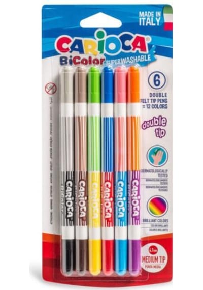 Carioca Bicolor Süper Yıkanabilir Çift Uçlu Keçeli Boya Kalemi  6'