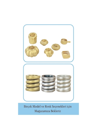 Mumluk Şamdan Tealight Ve İnce Mum Uyumlu Spiral Model - Altın