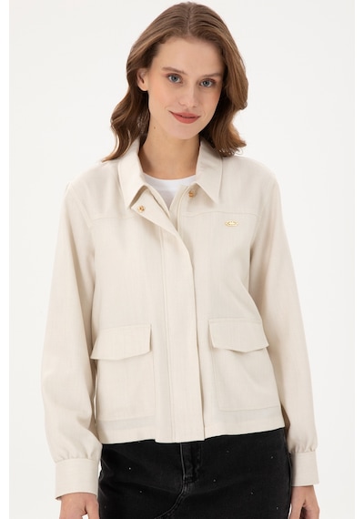 U.s. Polo Assn. Kadın Ekru Gömlek Desenli 50290292-vr019 Ekru