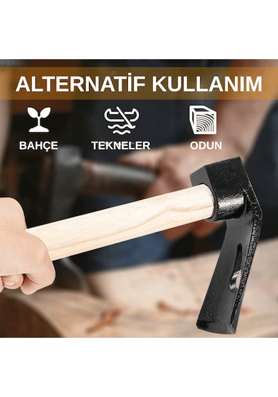 500 Gr Çelik Keser Dayanıklı Çift Yönlü Ahşap Saplı Ergonomik