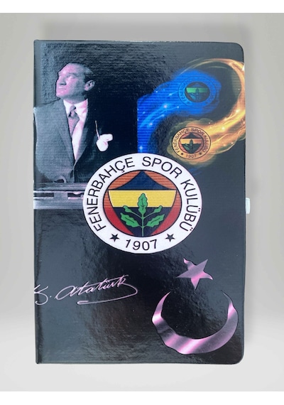 Atatürk / Fb Temalı Özel Tasarım Kapaklı Çizgili Defter 80 Yaprak Ajanda / Günlük Çok Renkli