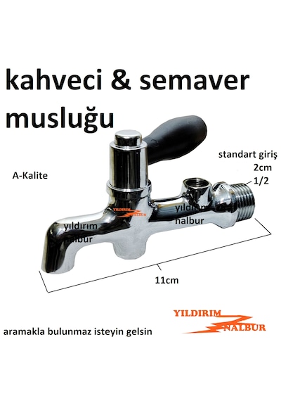 Kahveci Semaver Musluğu 1/2 Derece Girişli Semaver Çay Musluk Kaz Gümüş