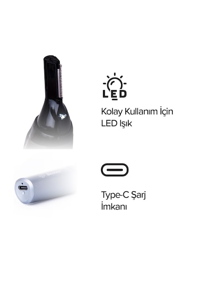 Bester Ne8003 Işıklı Şarj Edilebilir Kulak Burun Tüy Kesme Makine