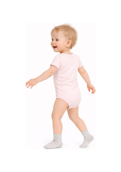 Civil Baby 3 Lü Basıc Kısa Kol 0-36 Ay Çıtçıtlı Badi - Pudra Açık Pudra