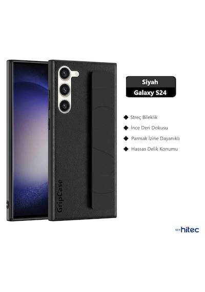 Schitec Samsung Galaxy S24 Uyumlu Premium Case Parmak Askılı Telefon Kılıfı Siyah