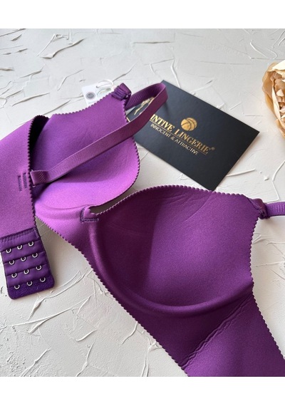 Angelina Push-up Balensiz Dikişsiz V Yaka İthal Kaliteli Düz Renk Mor