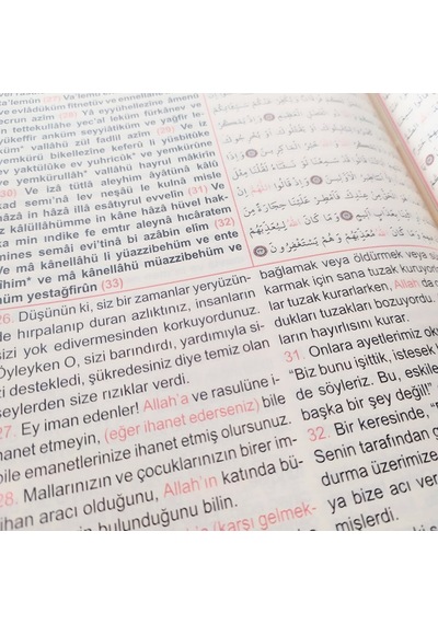 Türkçe Okunuş-Meal-Arapça 3 Bölmeli Kuran Cami Boy