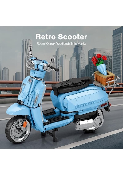 Reobrix Creator 11037 Retro Scooter Lambretta V200 Special Mavi Yaratıcı Yapı Blok Seti Building Blocks - 1169 Parça