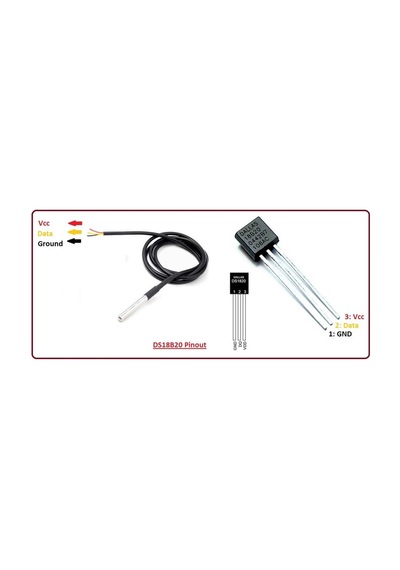 Kablolu Su Geçirmez Ds18b20 Ds1820 Sıcalık Isı Sensörü 1 Metre Arduino Yeni