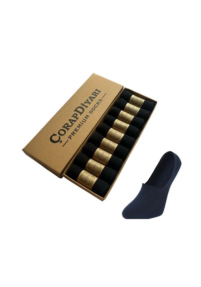 Çorapdiyarı Premium 9'lu Dikişsiz Burun Kaydırmaz Topuk Bambu Babet Çorap Lacivert